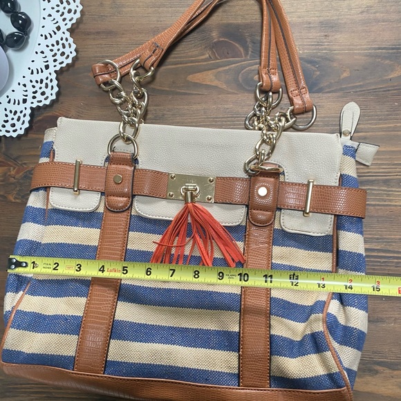 Aldo blue and off-white canvas tote - Picture 8 of 11